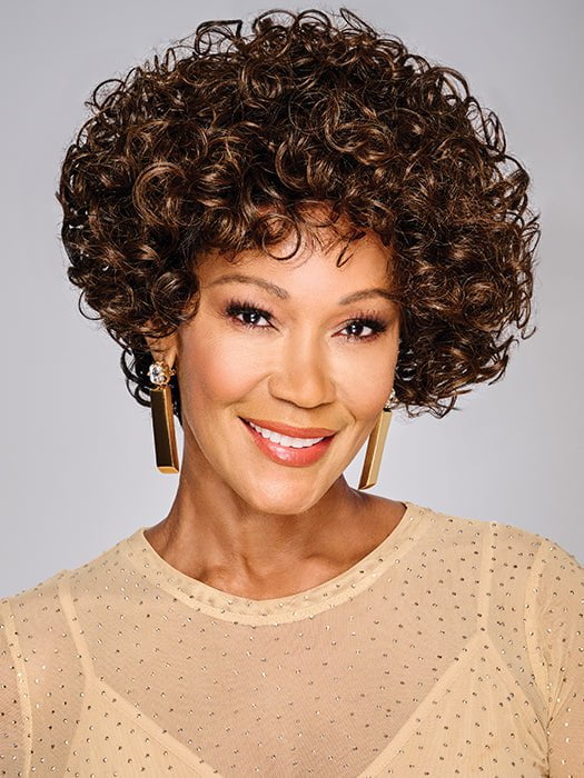 Kim Kimble Leilani Wig - short spiral curl lace front wig, front view