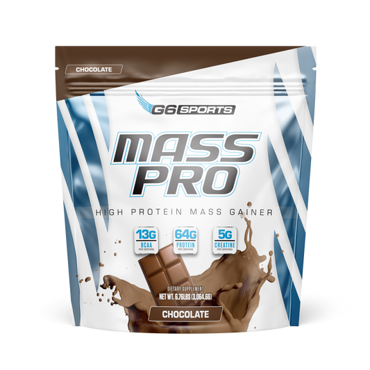 G6 Sports Mass Pro High Protein Mass Gainer, Chocolate, 6.76 lb bag