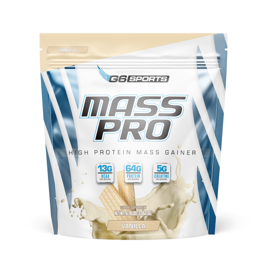 G6 Sports Mass Pro High Protein Mass Gainer, Vanilla, 6.76 lb bag