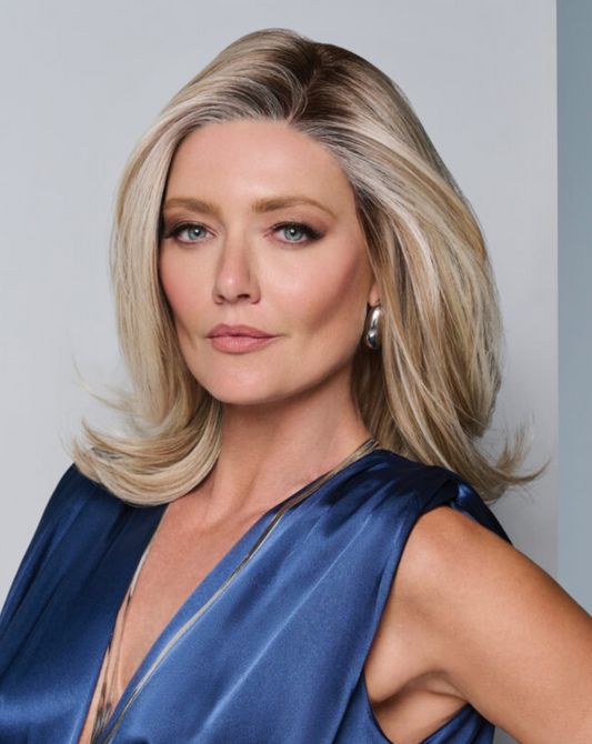 Raquel Welch Sheer Luxury Collection, Showrunner Mid-Length Layered Wig with Feather Lite Fiber Luxlite Cap Ll, Average, RL19/23SS Biscuit