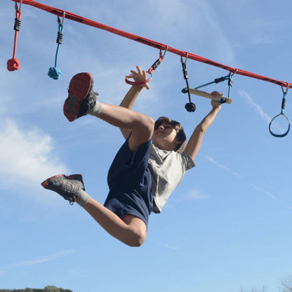 Slackers NinjaLine obstacles set up between trees