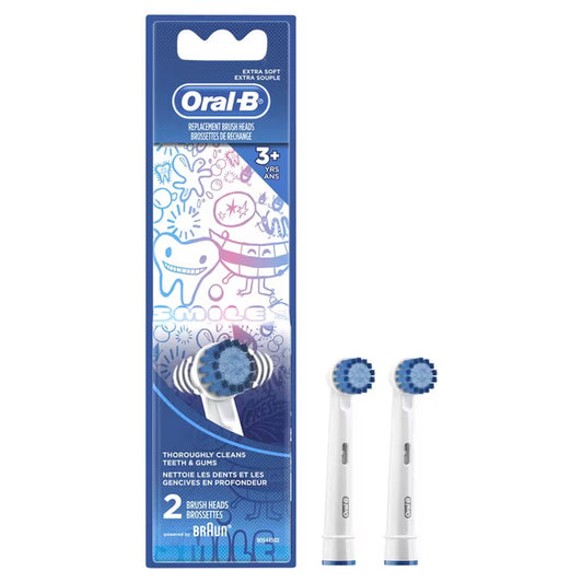 Oral-B Kids Extra Soft Replacement Brush Heads EBS17, 2 Count – Ages 3+, Fits Oral-B Rechargeable Toothbrushes