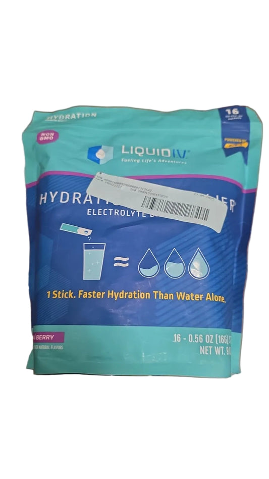 Liquid I.V. Hydration Multiplier Electrolyte Drink Mix, Acai Berry, 16 Stick Packs