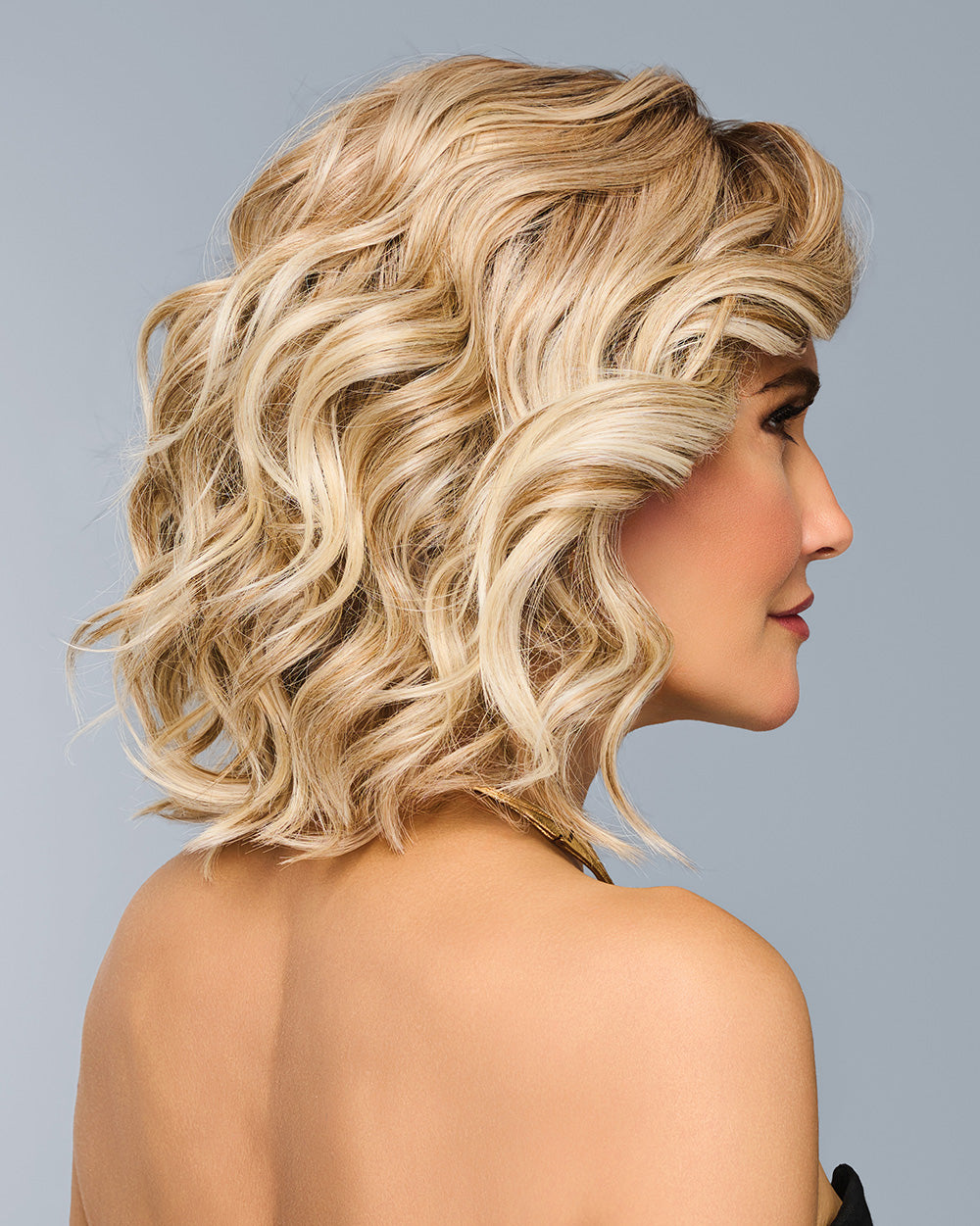 Raquel Welch Romantic Renaissance wig, side view on model
