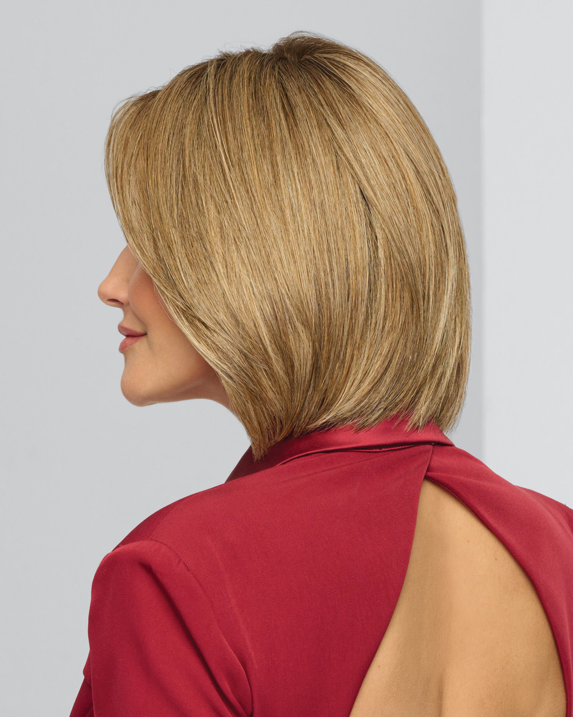 Raquel Welch Straight Up With a Twist Elite wig, back view on model