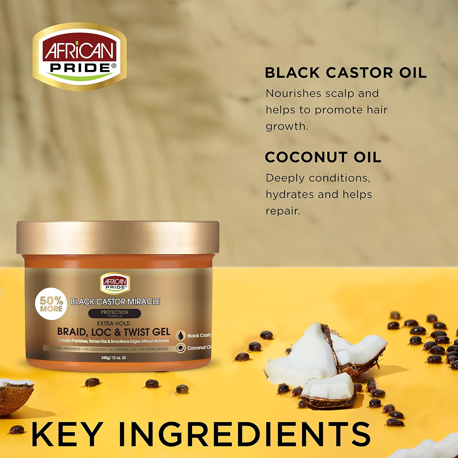African Pride Black Castor Miracle Extra Hold Braid, Loc, Twist Gel - VIP Extensions