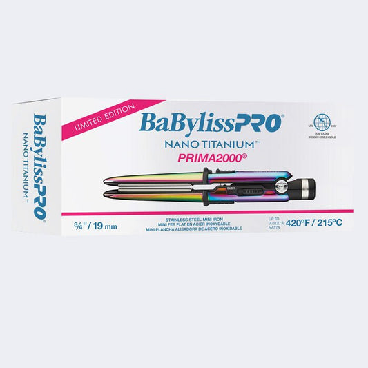 BaBylissPRO Iridescent Nano Titanium Prima2000 3/4" Mini Flat Iron - VIP Extensions