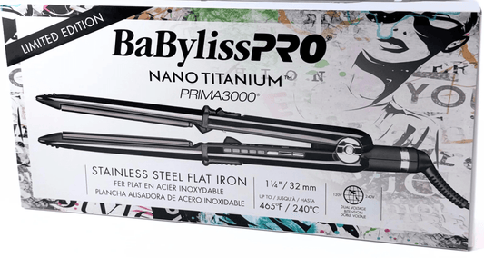BaBylissPRO Nano Titanium Prima3000 1 - 1/4" Flat Iron (Black) - VIP Extensions