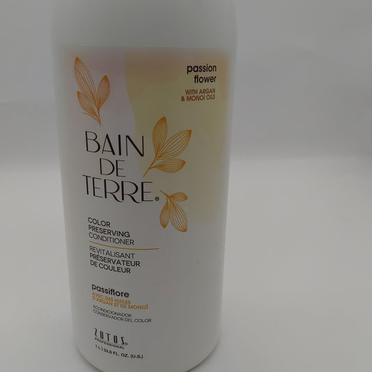 Bain De Terre Passion Flower Color Preserving Conditioner, Luxurious Hydration for Vibrant Color & Protection from Fading, with Argan & Monoi Oils, Paraben - Free 33.8 Oz - VIP Extensions