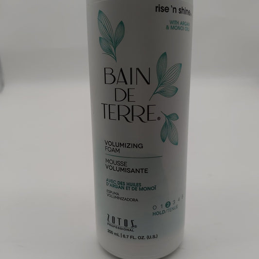 Bain De Terre Rise N ' Shine Volumizing Foam, Lightweight Medium Hold & Volume with Argan & Monoi Oils, Paraben - Free, Color - Safe, Vegan - VIP Extensions