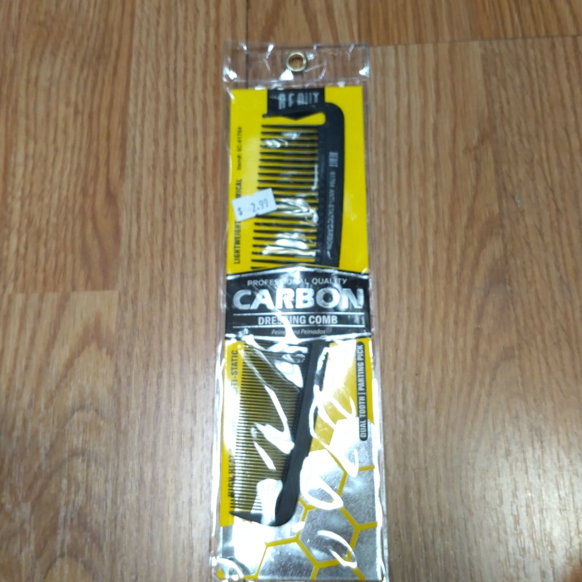 Beaut Carbon Dressing Comb - wide and fine tooth styling comb