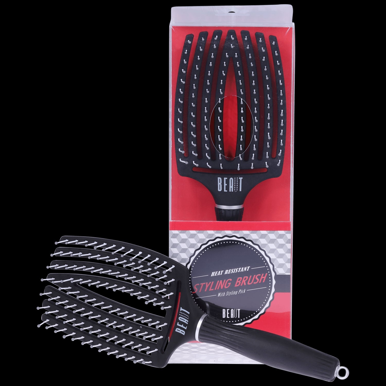 BEAUT Heat Resistant Stylilng Brush w/styling Pick - VIP Extensions
