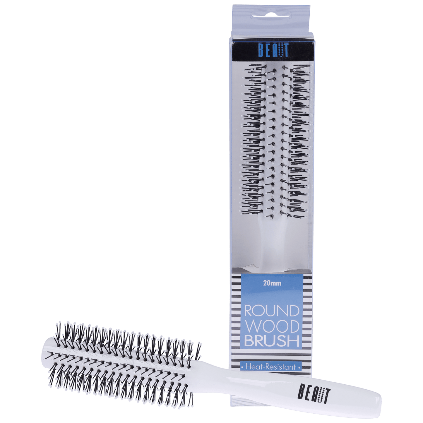 BEAUT WHITE WOOD ROUND BRUSH - VIP Extensions