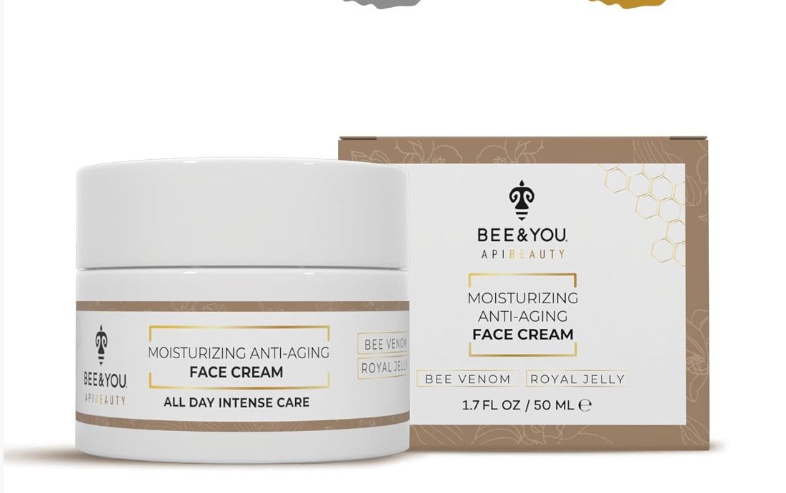BEE and YOU Anti Aging Natural Face Cream Deep Wrinkle Treatment Rejuvenating and Nourishing with Royal Jelly+Bee Venom Shea Butter 1.7 fl. Oz - VIP Extensions