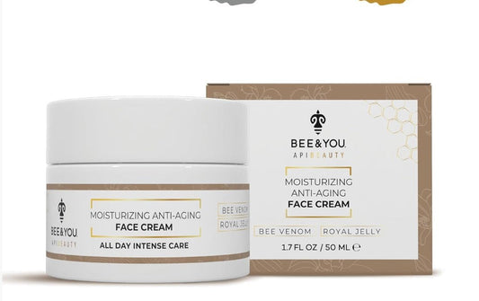 BEE and YOU Anti Aging Natural Face Cream Deep Wrinkle Treatment Rejuvenating and Nourishing with Royal Jelly+Bee Venom Shea Butter 1.7 fl. Oz - VIP Extensions