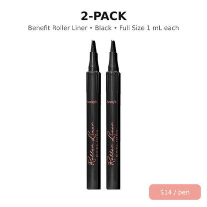 Benefit Roller Liner waterproof liquid eyeliner black 2-pack, full size 1 mL each