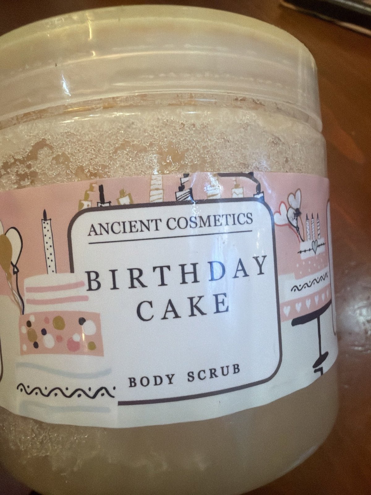 Birthday Cake Body Scrub jar