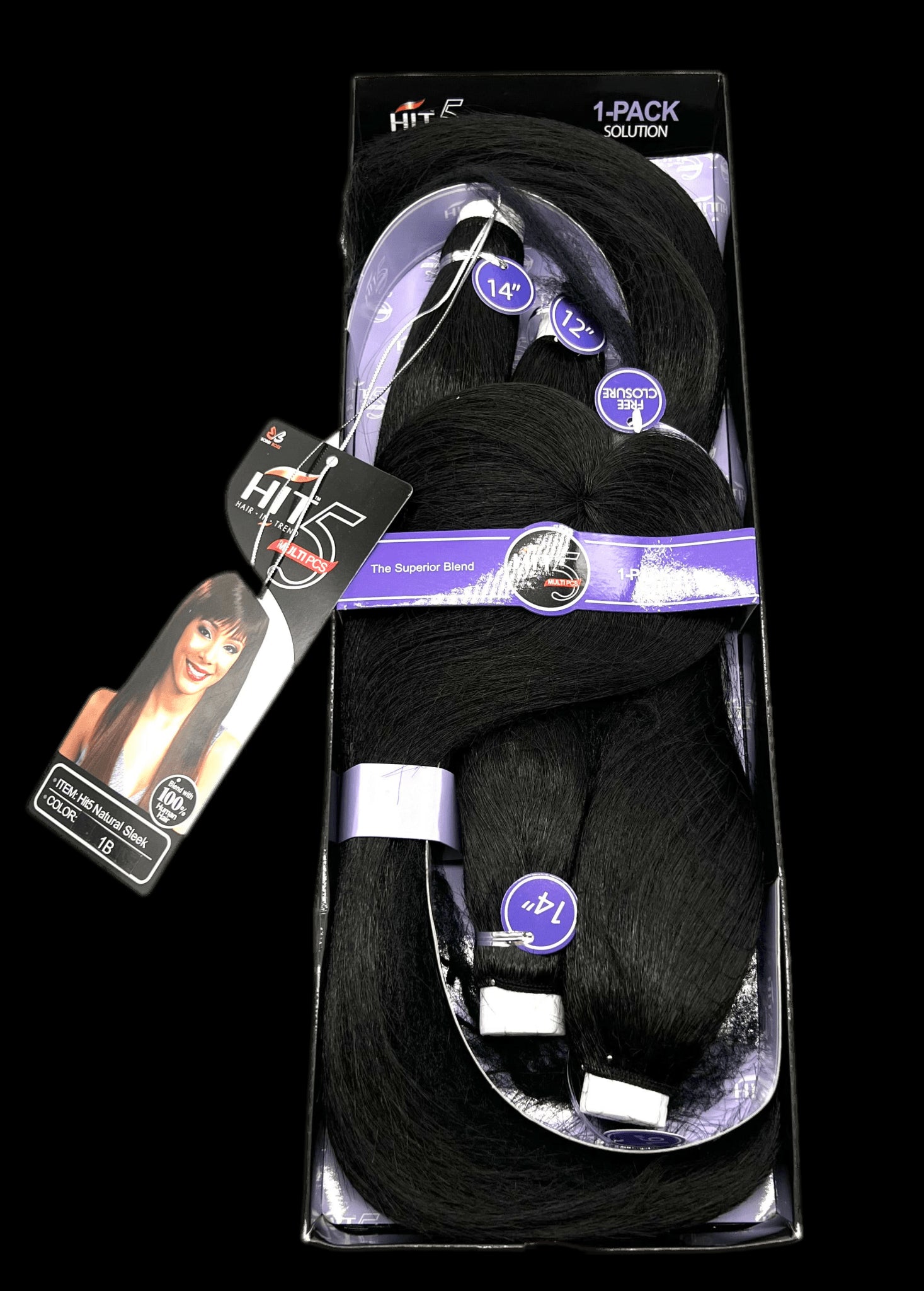 Bobbi Boss HIT 5 Human Hair Blend Weaving NATURAL SLEEK 1B - VIP Extensions