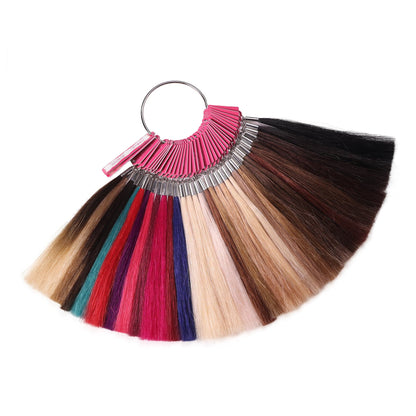 Babe Hair Extensions official Color Ring shade swatch chart showing available 100% human Remy hair extension colours