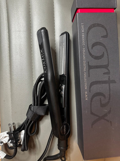 Cortex Solo Digital Analog Ceramic Flat Iron, Black, 1 Inch, 24 Ounce - VIP Extensions