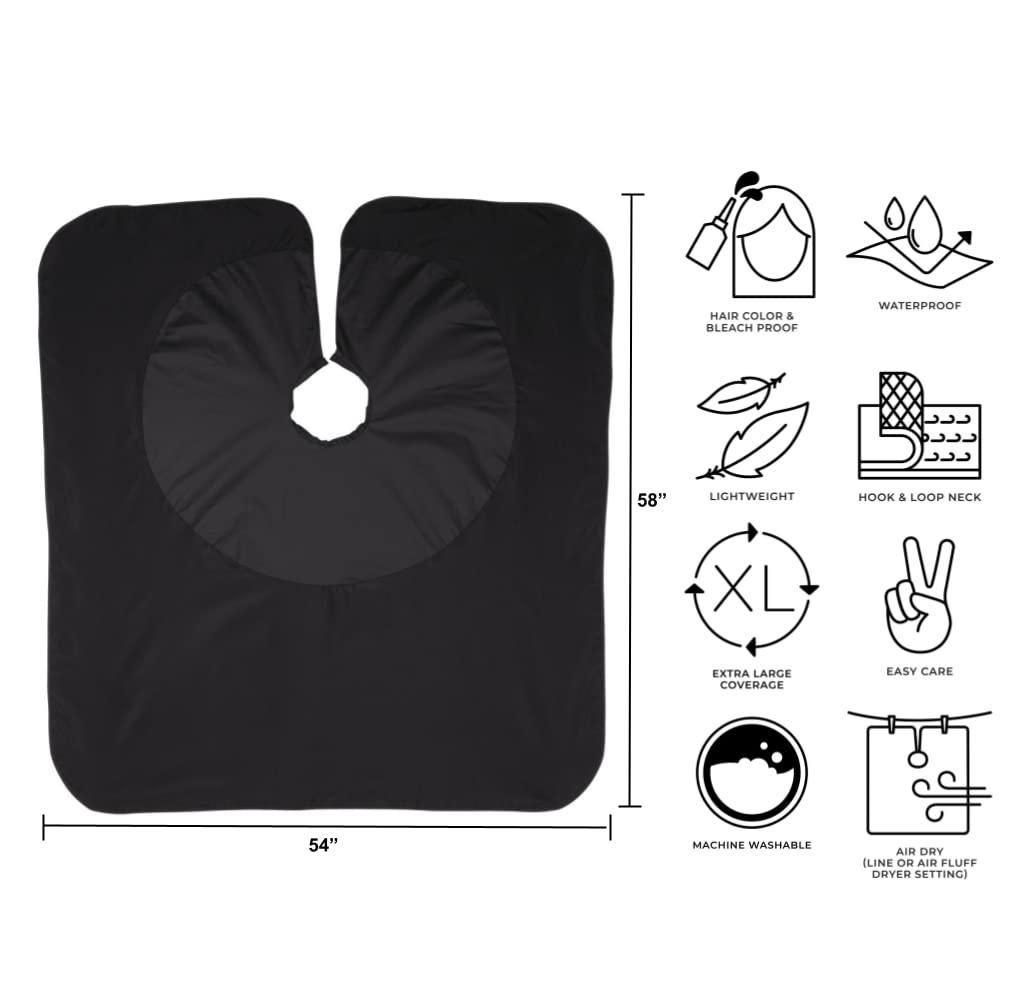Cricket 50/50 All Purpose Cape for Professional Salon Barbershop Hairdresser, Waterproof Bleach Proof, Haircut Hair Color Gown, Black - VIP Extensions