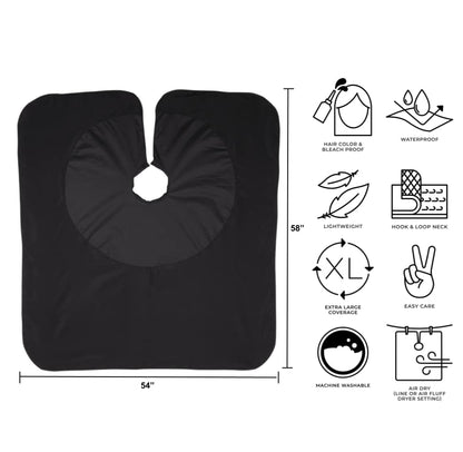 Cricket 50/50 All Purpose Cape for Professional Salon Barbershop Hairdresser, Waterproof Bleach Proof, Haircut Hair Color Gown, Black - VIP Extensions