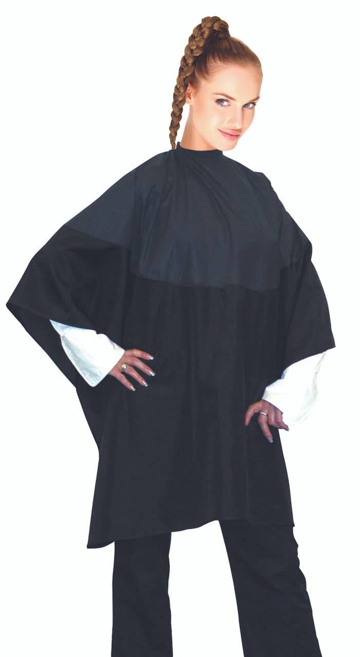 Cricket 50/50 All Purpose Cape for Professional Salon Barbershop Hairdresser, Waterproof Bleach Proof, Haircut Hair Color Gown, Black - VIP Extensions