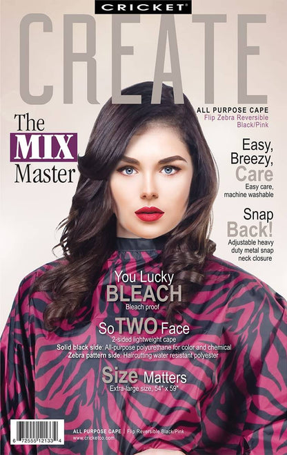 Cricket Flip Reversible Zebra All Purpose Cape for Salon Barbershop Professionals - VIP Extensions