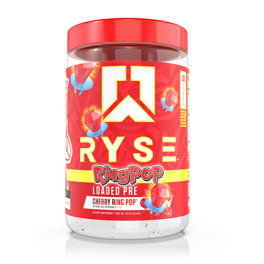RYSE Loaded Pre pre-workout powder, Cherry Ring Pop, 30 serving tub