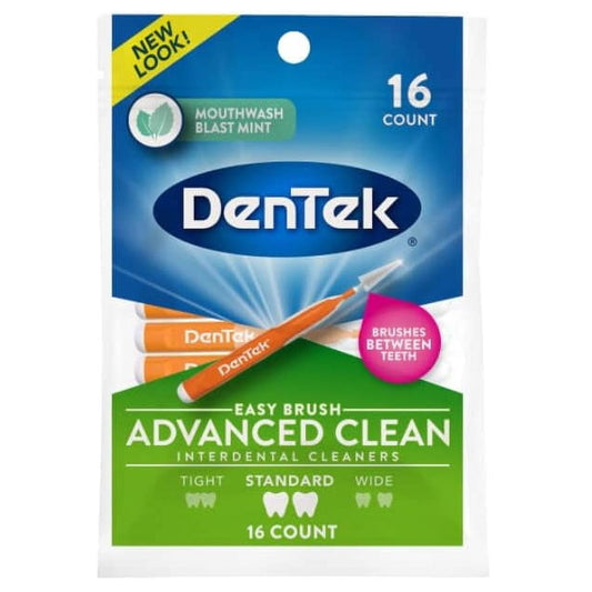 DenTek Easy Brush Advanced Clean Interdental Cleaners, Standard, Mouthwash Blast Mint, 16 count