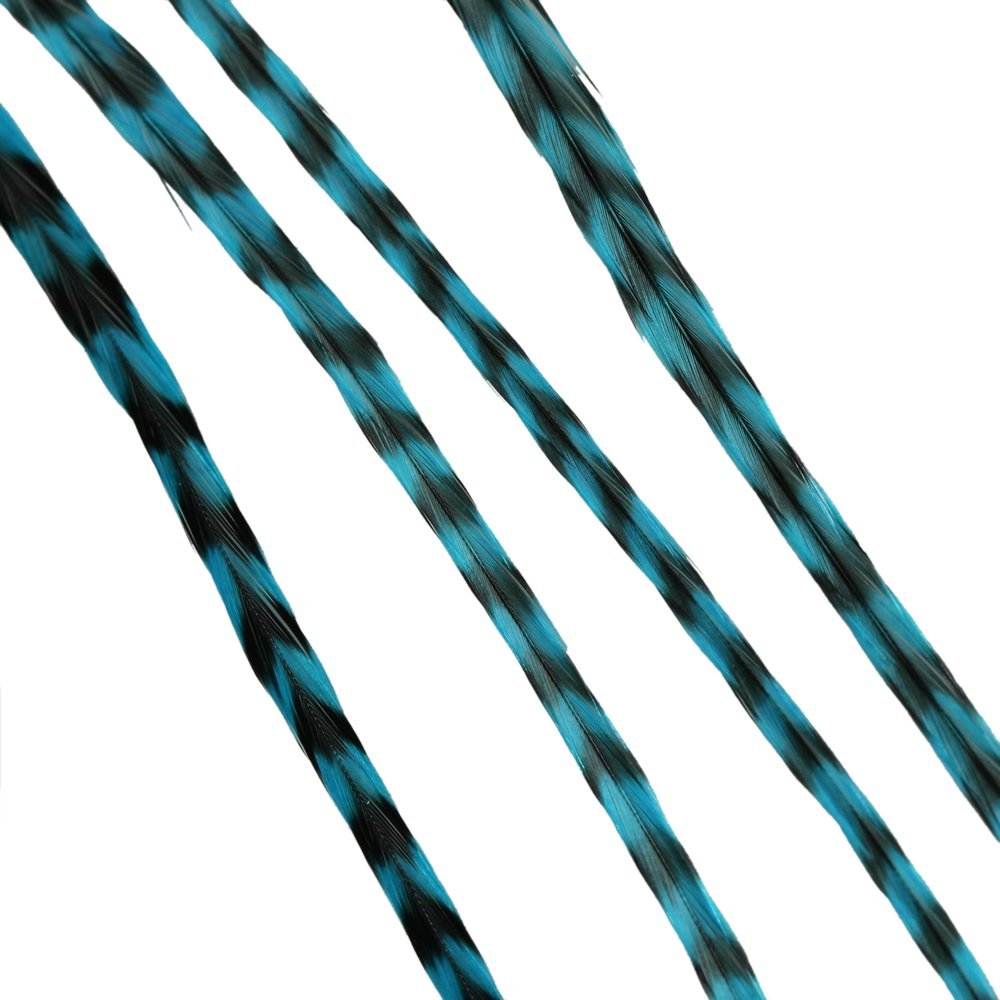 Donna Bella Hair Extension Feathers, Striped Turquoise - VIP Extensions
