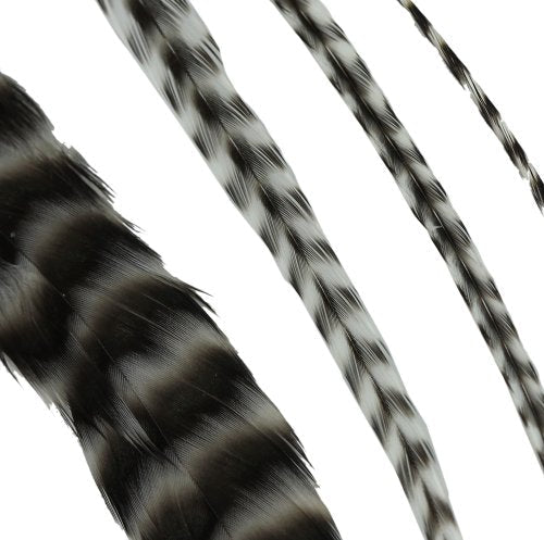 Donna Bella Striped Black and White Feather Hair Extensions - VIP Extensions