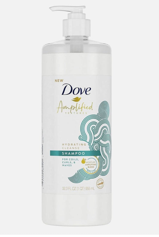 Dove Amplified Textures Sulfate - Free Moisturizing Shampoo for Coils, Curls, and Waves Hydrating Cleanse with Moisture Amplifying Hair Care Blend, 32.3 Fl Oz (B094KVN6S7) - VIP Extensions