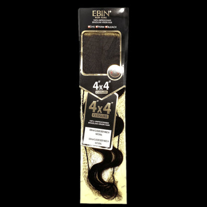 Ebin New York 4X4 CLOSURE BODY WAVE 14''(Natural bLack) - VIP Extensions