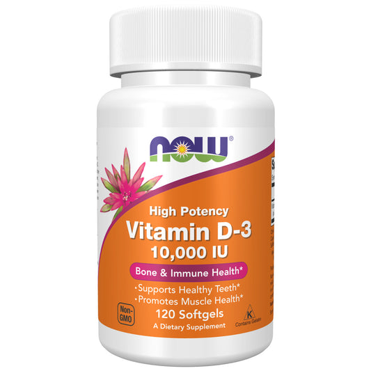 NOW Foods Vitamin D-3 10,000 IU High Potency, 120 Softgels