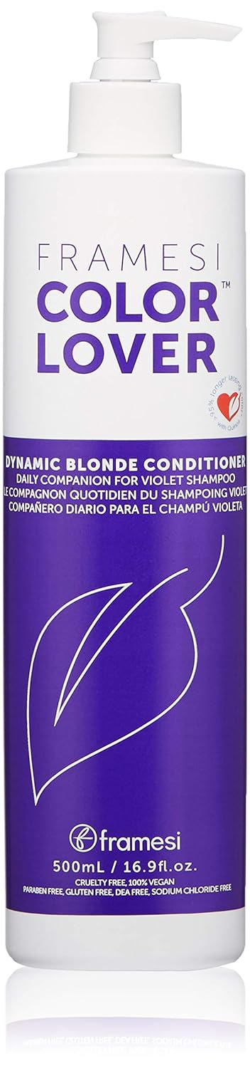 Framesi Color Lover Dynamic Blonde Conditioner, Purple Conditioner, Sulfate Free Conditioner, Color Treated Hair 16.9 Oz - VIP Extensions