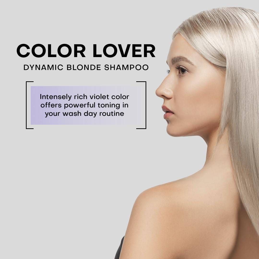 FRAMESI Color Lover Dynamic Blonde Purple Shampoo, Sulfate Free Shampoo, Color Treated Hai 16.9 Ozr - VIP Extensions
