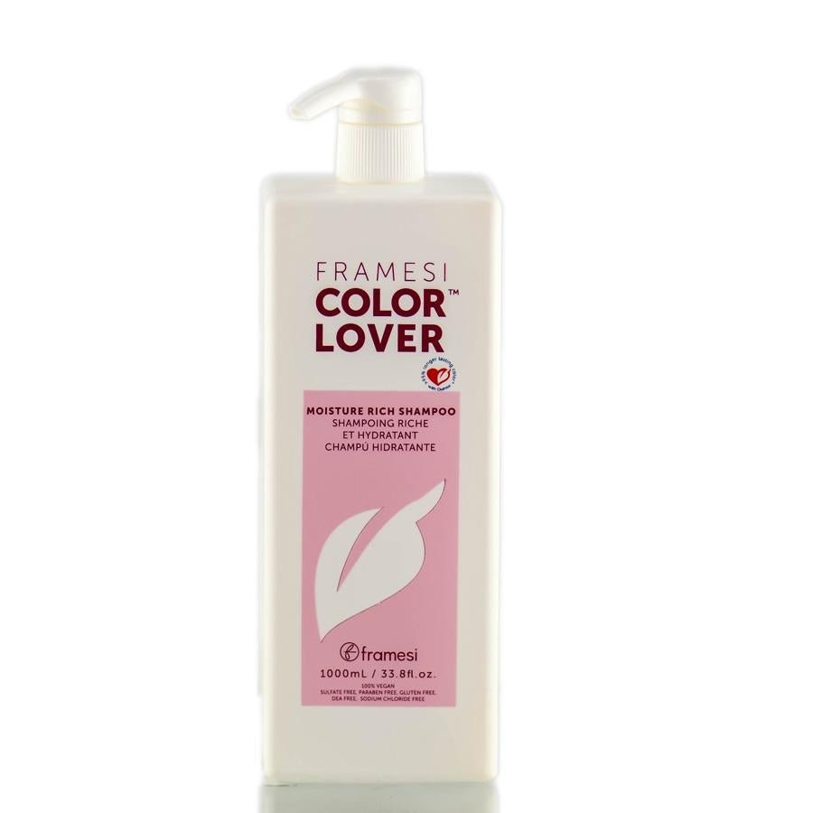 Framesi Color Lover Moisture Rich Shampoo, Sulfate Free with Quinoa & Aloe Vera, Color Treated Hair, Fresh 33.8 oz - VIP Extensions