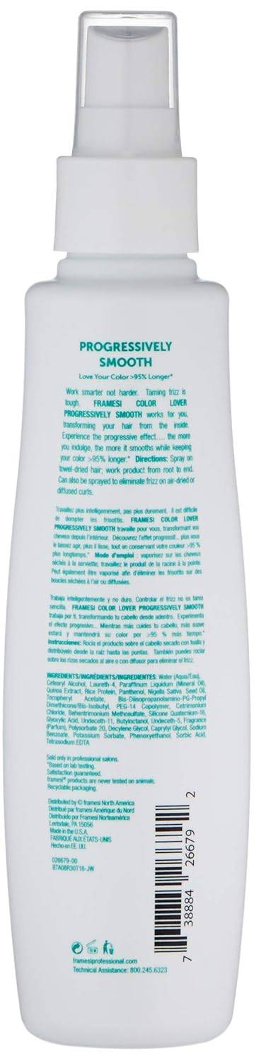 Framesi Color Lover Progressively Smooth Leave In Smoothing Spray, 6 fl oz, Leave In Conditioner, Color Treated Hair - VIP Extensions