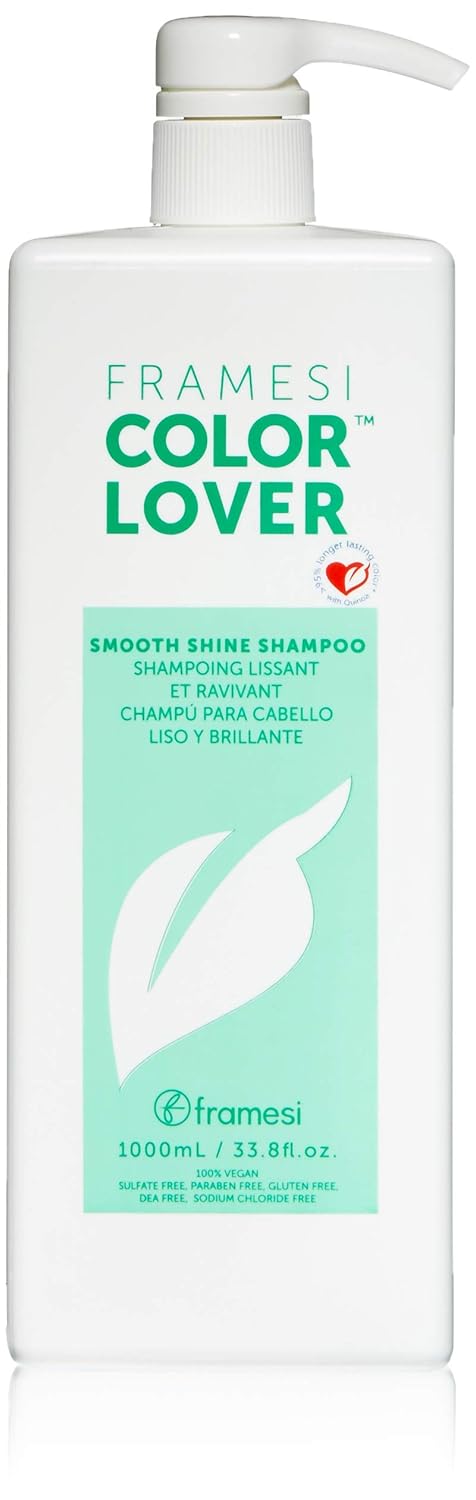 Framesi Color Lover Smooth Shine Shampoo, Sulfate Free Shampoo with Quinoa and Aloe Vera, Color Treated Hair 33.8 Oz - VIP Extensions