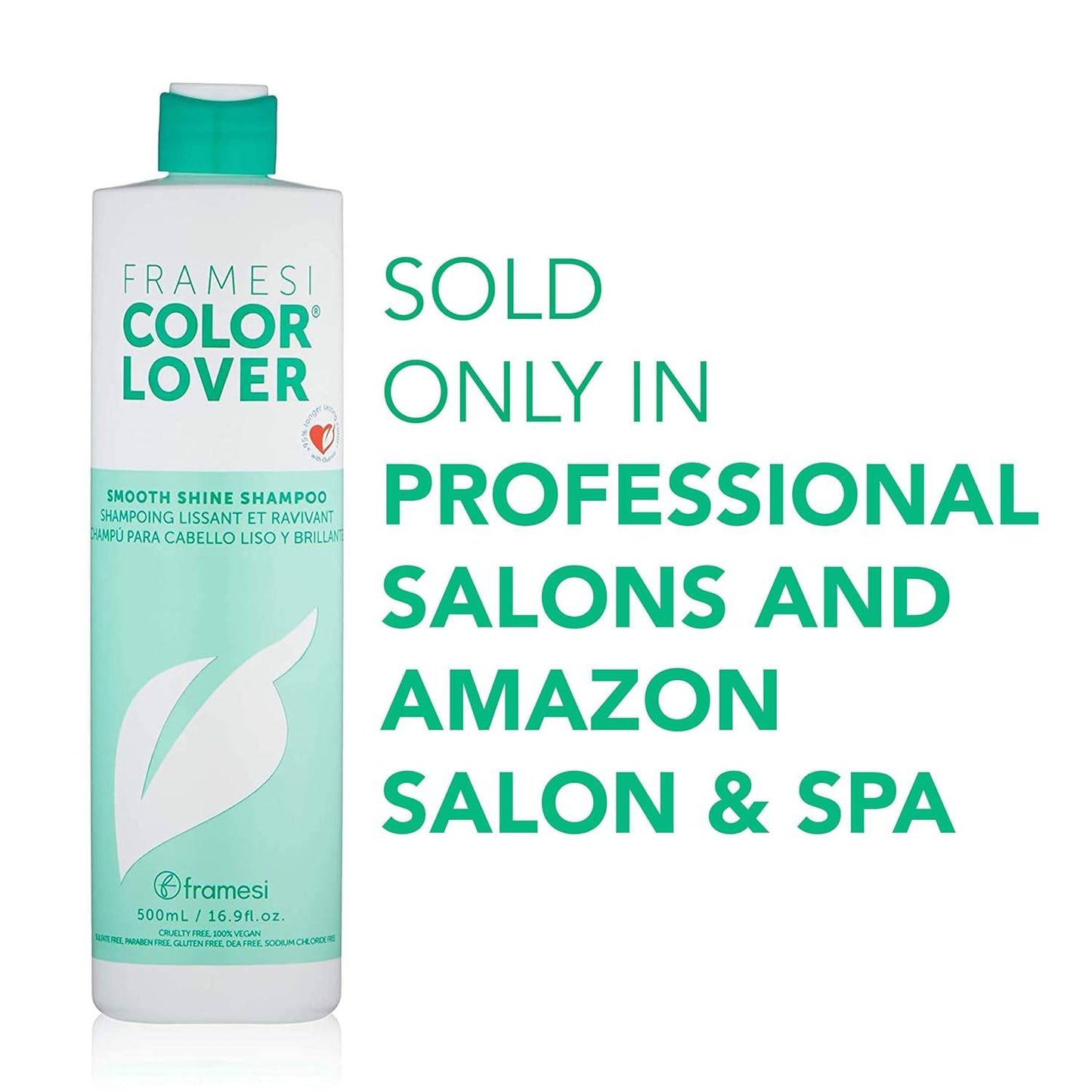 Framesi Color Lover Smooth Shine Shampoo, Sulfate Free Shampoo with Quinoa and Aloe Vera, Color Treated Hair 33.8 Oz - VIP Extensions