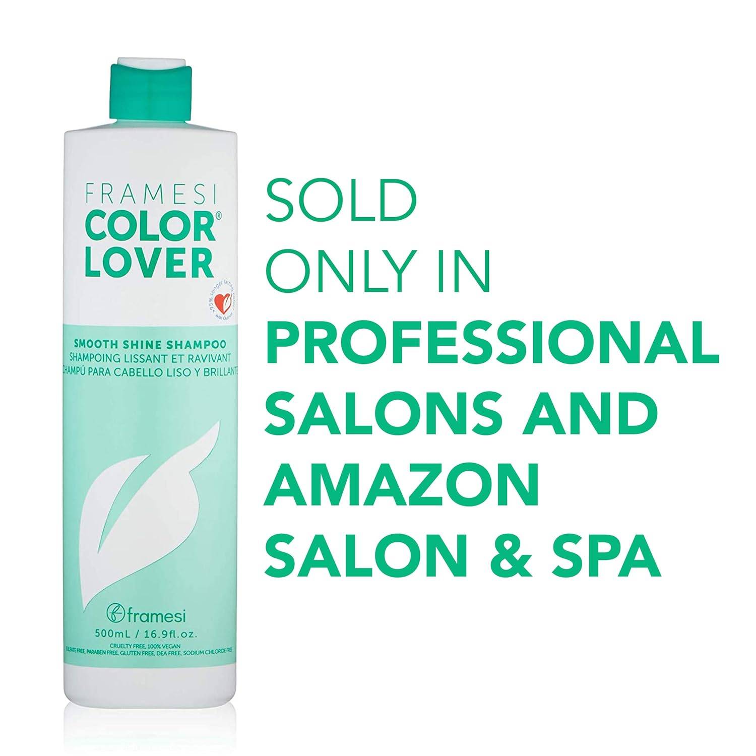 Framesi Color Lover Smooth Shine Shampoo, Sulfate Free Shampoo with Quinoa and Aloe Vera, Color Treated Hair 33.8 Oz - VIP Extensions