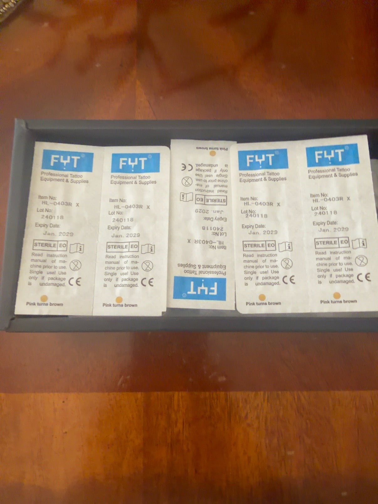 FYT Hardline SMP cartridge labels showing HL-0403R-X, lot 240118 and January 2029 expiration