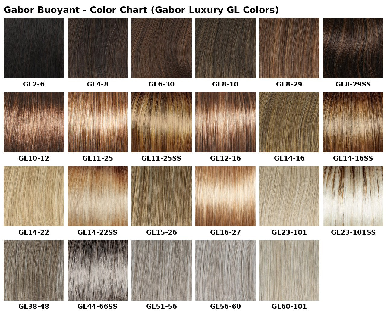 Gabor Buoyant Wig - Gabor Luxury GL color chart