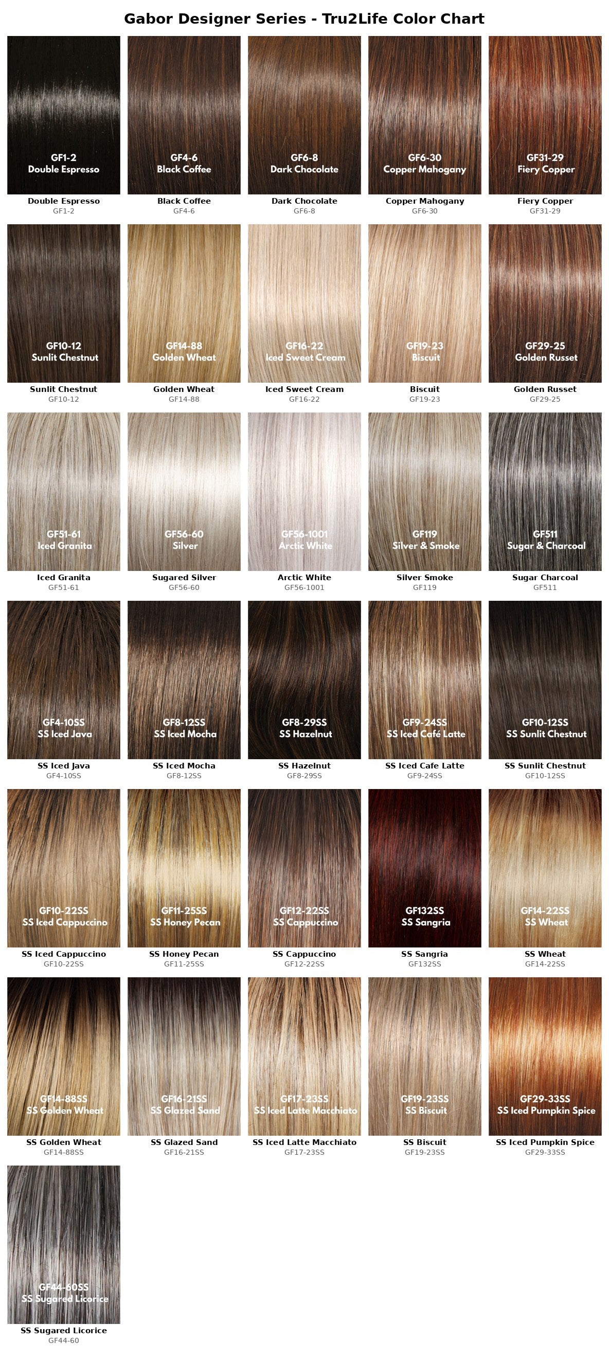 Gabor Designer Series Tru2Life color chart