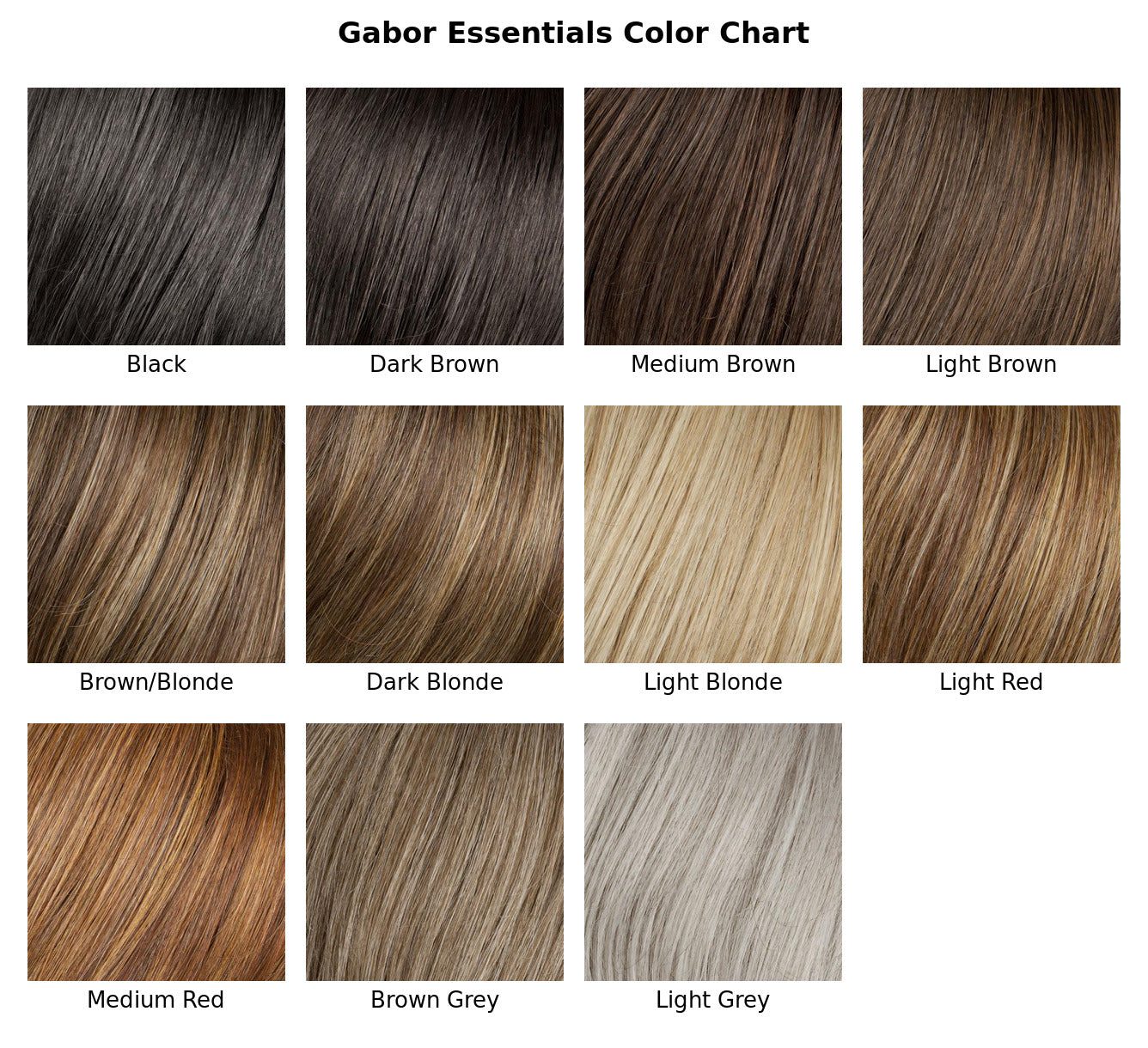 Gabor Essentials color chart - available color swatches for In Bloom wig