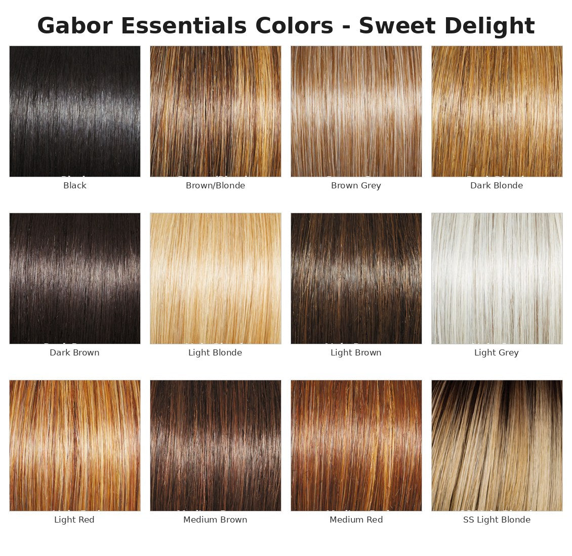 Gabor Essentials color chart for Sweet Delight Wig