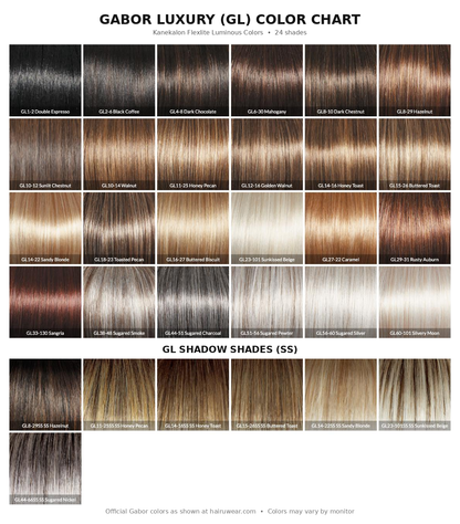 Gabor Luxury (GL) color chart - all GL shades and GL Shadow Shades