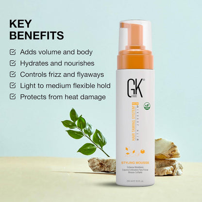 GK HAIR Global Keratin Volumizing Hair Styling Mousse (8.5 Fl Oz/250ml) - VIP Extensions