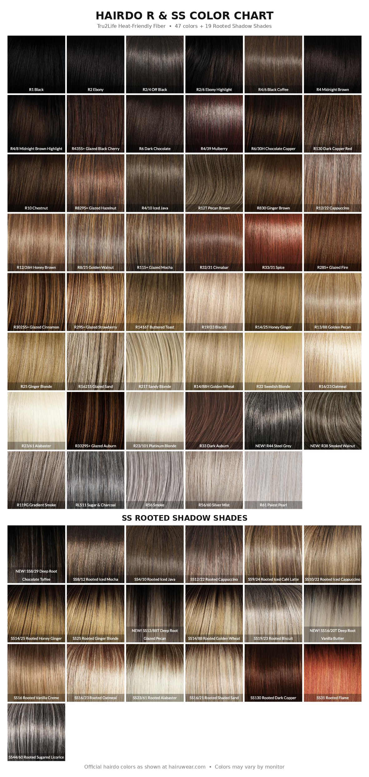 hairdo R and SS color chart